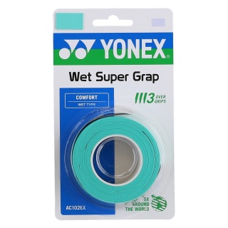 Yonex Overgrip Wet Super Grap 0.6mm (Komfort/gładki/lekko klejący) miętowy 3 szt.